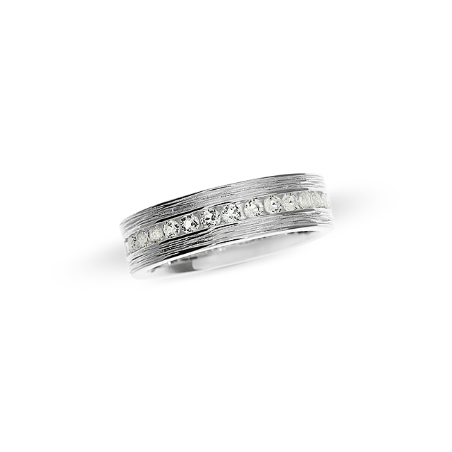Ring Crease Silber weißer Topas Kanalfassung  Ringweite 56