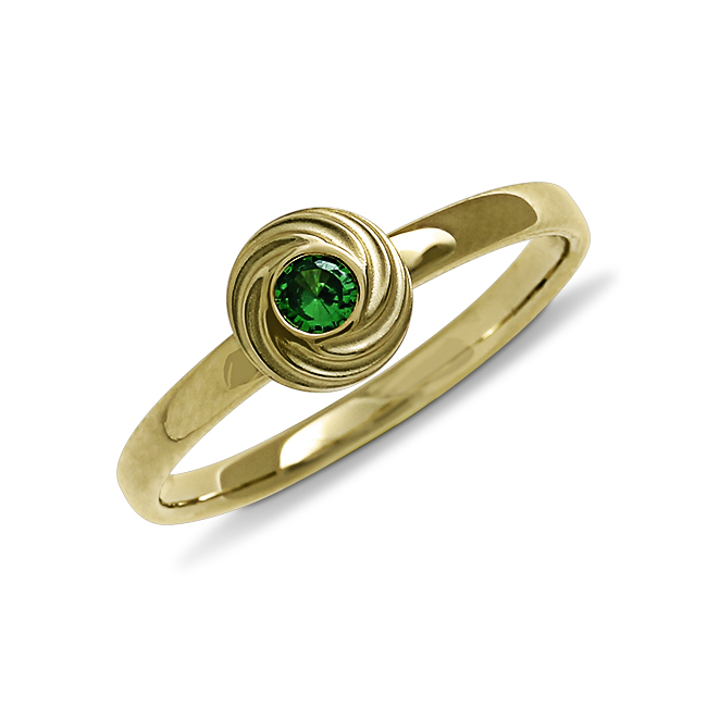 Ring Wave 585 yellow gold tsavorite 3 mm fac