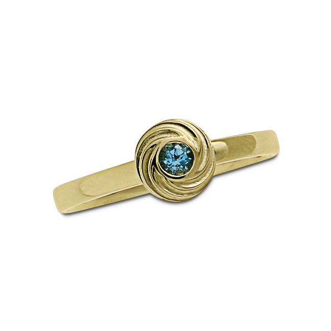 Ring Wave 585 Gelbgold blauer Topas 3 mm fac Ringweite 56