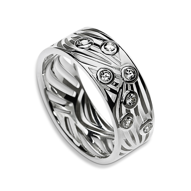 Ring Illusion Silber-hell 8 mm, weißer topas Ringweite 56