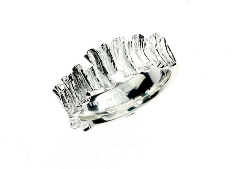 Ring Crease Wood Silber Breite 8 mm Ringweite 56