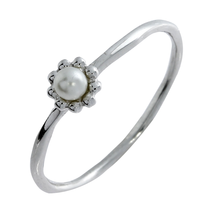 Ring silver-rhod. withPearl   Ring size 52