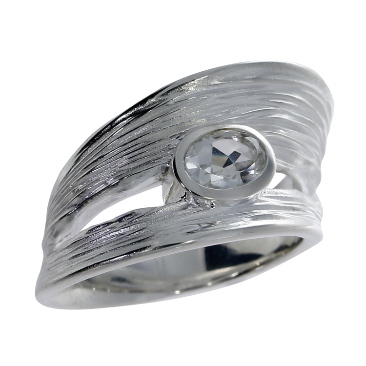 Ring Crease Silber  weißer Topas 7x5 mm Ringweite 60