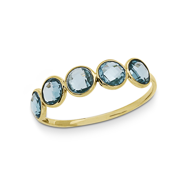 Ring Gold 585 Topas swiss blue 4 mm fac Ringweite 60