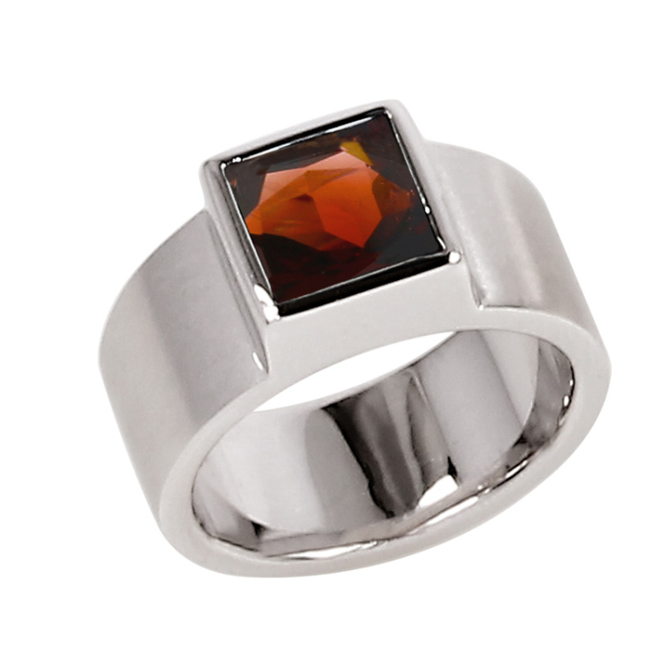 Ring si Garnet 8x8mm square Ring size 60