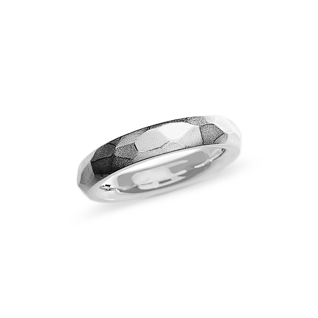 Partner Ring Silber Hammerschlag matt 4 mm breit Ringweite 62