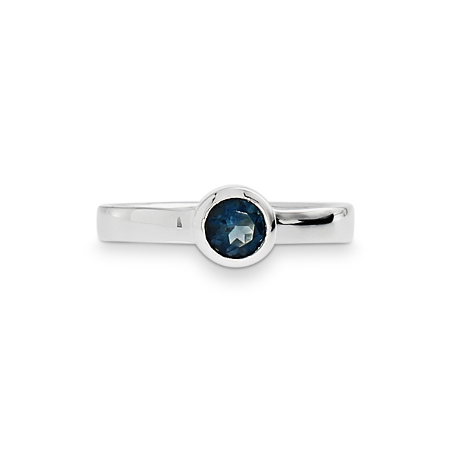 Ring Silber London blueTopas 5 mm rund fac Ringweite 62