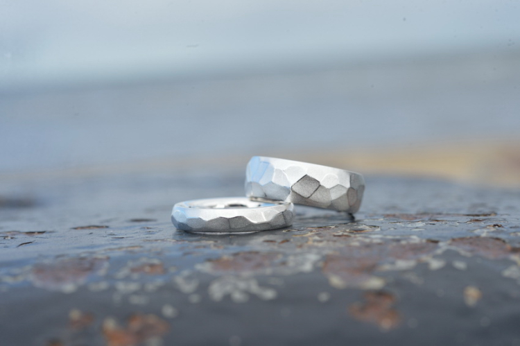 Partner Ring Silber Hammerschlag matt 4 mm breit Ringweite 64