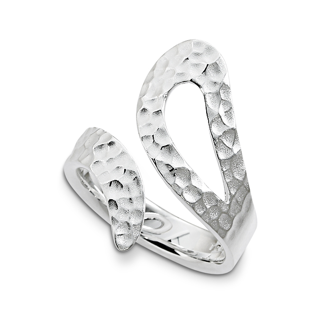 Ring Hammerschlag Schlaufe Silber 925 Ringweite 64