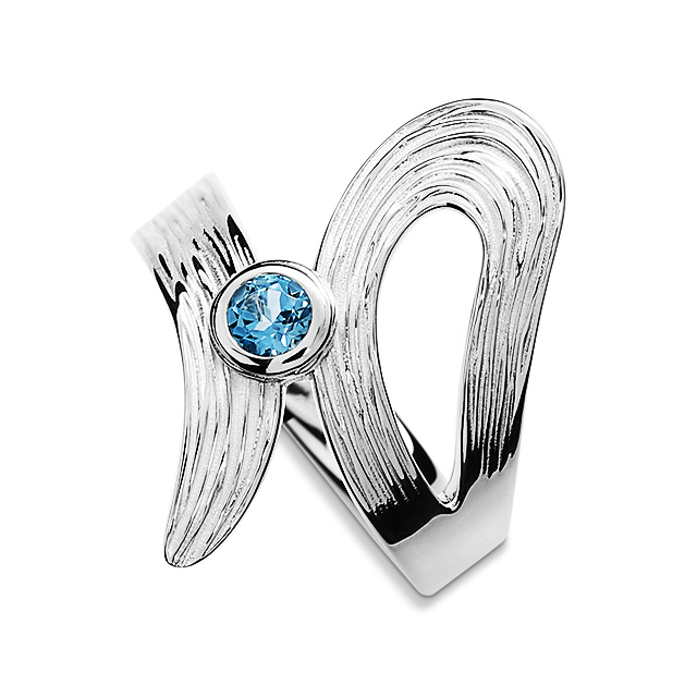 Ring Crease Schlaufe Silber 925 Swiss blue Topas 4 mm fac Ringweite 66
