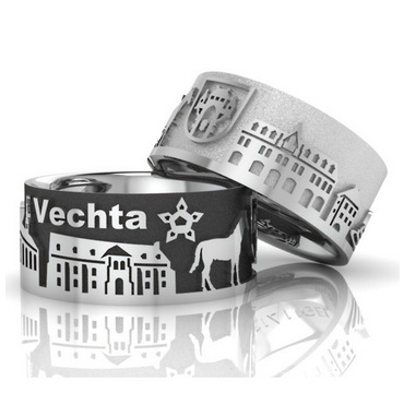 City ring Vechta silver oxidised Ring size 68