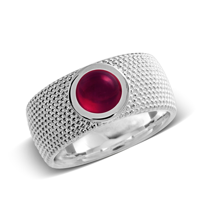 Ring Dots silver pinkTourmaline 7 mm round Ring size 68