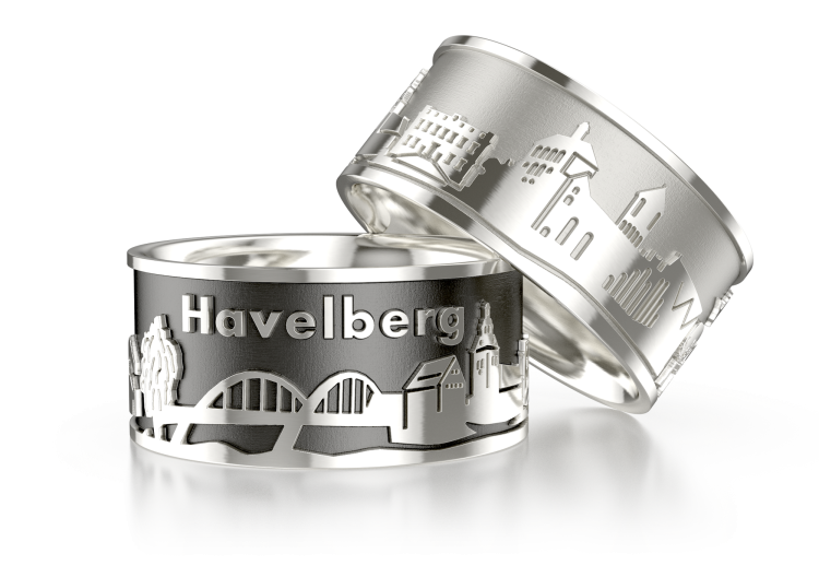 Ring Stadt Havelberg Silber oxidiert Ringweite 68
