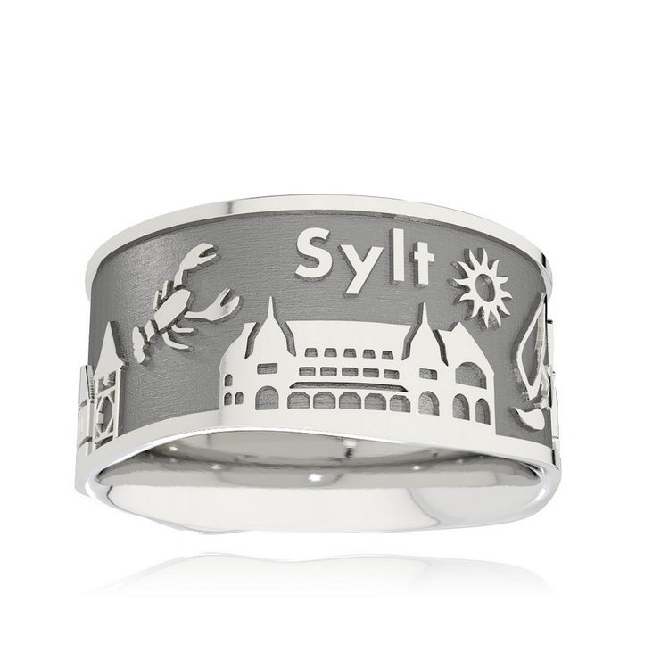 Inselring Sylt Silber oxydiert 10 mm breit Ringweite 74