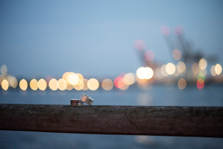 Ring City of Hamburg silver oxidised Ring size UNI