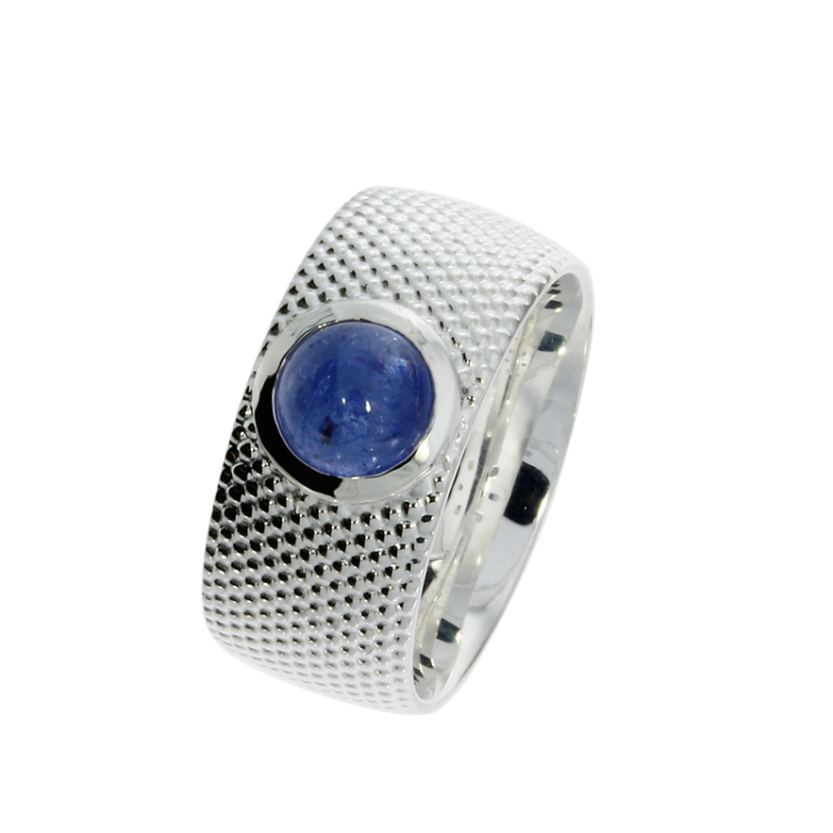 Ring Dots No1 silver tanzanite 7mm round Ring size UNI