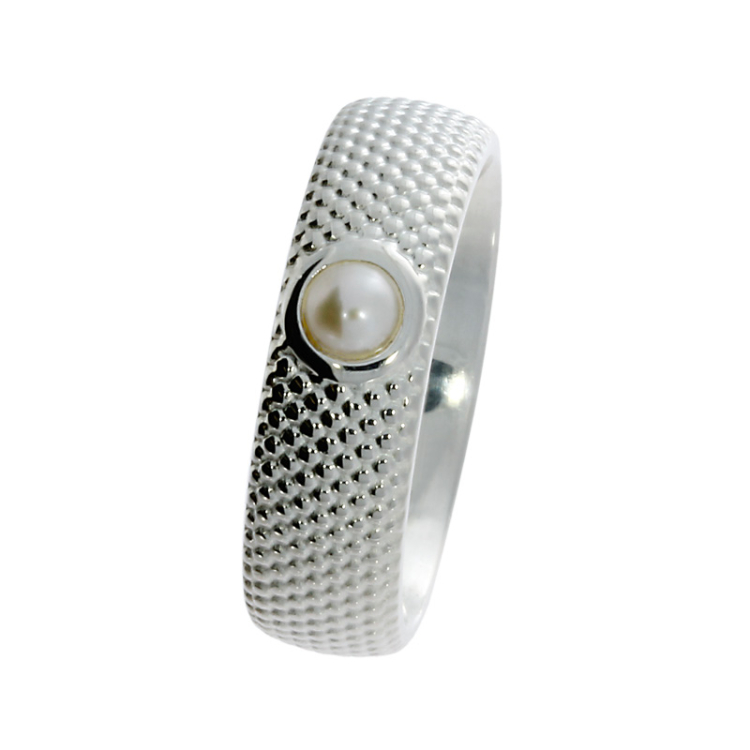 Ring Dots No2 silver pearl 4mm Ring size UNI