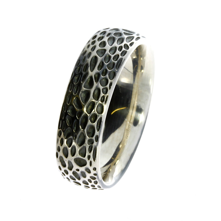 Ring Voronoi 7 mm silver oxide Ring size UNI