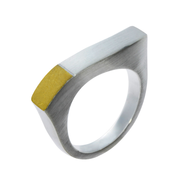 Ring si with fine gold Ring size UNI