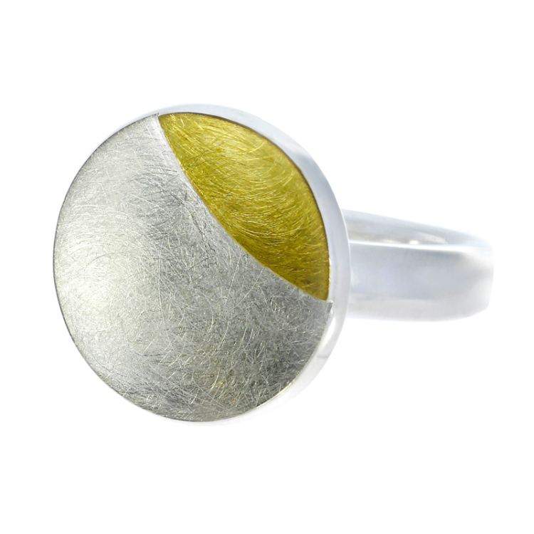Ring si with fine gold Ring size UNI