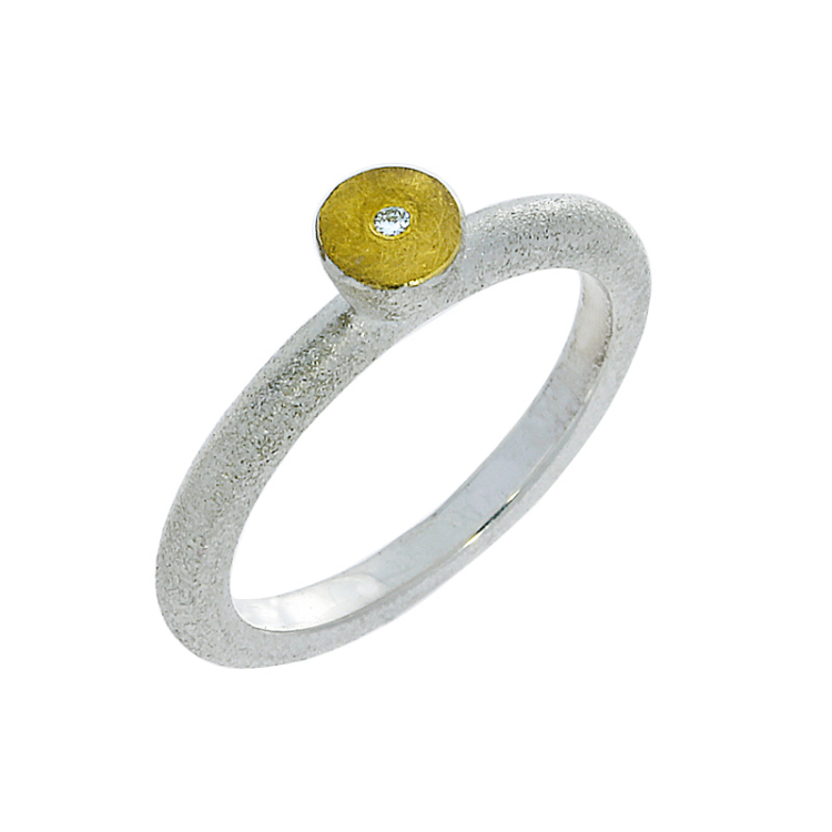 Ring si with fine gold diamond 0,02 ct TWsi Ring size UNI