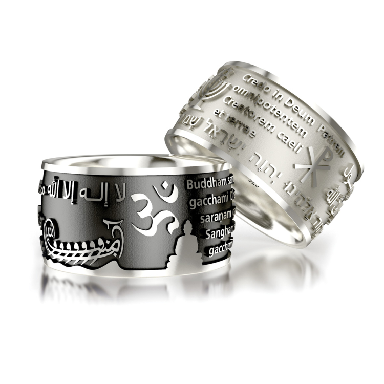 Ring one world Silber oxydiert Ringweite UNI