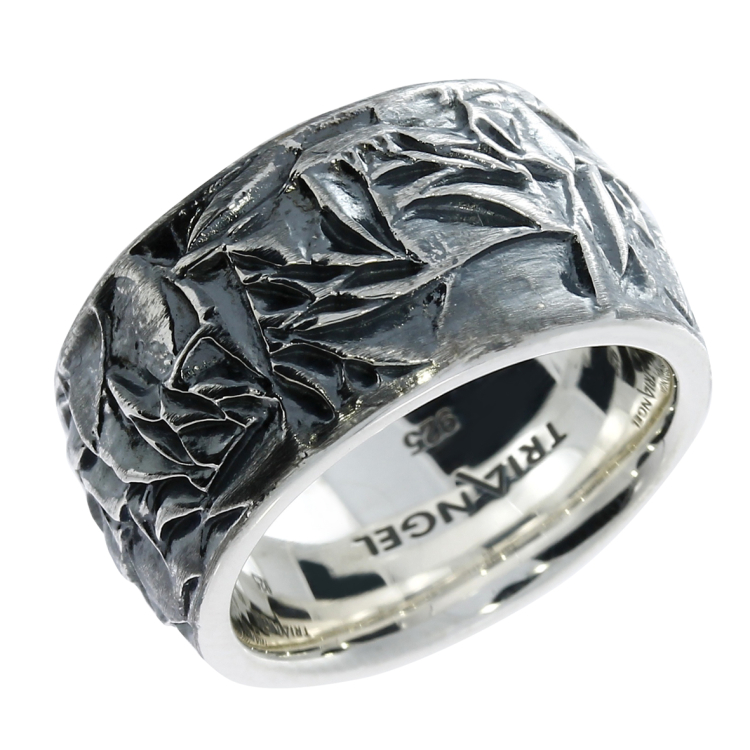 Ring Silber oxydiert Leaves 12 mmm Ringweite UNI