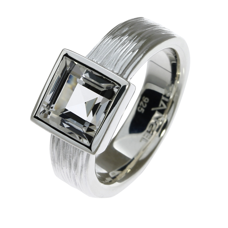 Ring Crease silver whiteTopaz 8x8 mm square fac Ring size UNI