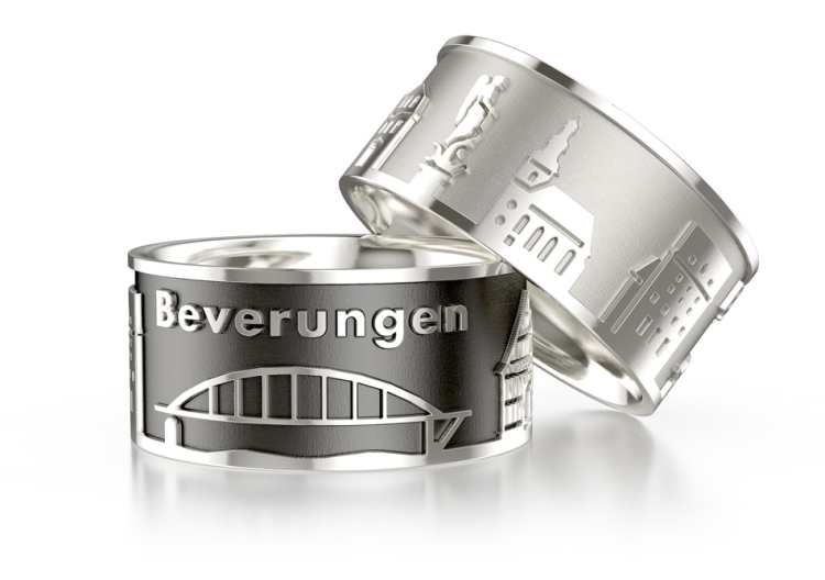 Ring City of Beverungen silver oxidised Ring size UNI