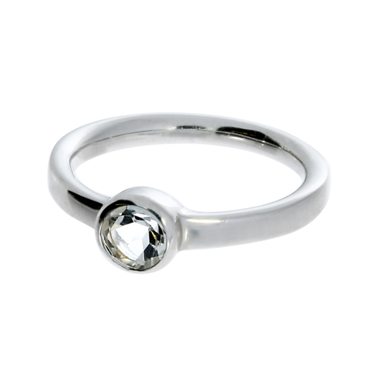 Ring si white topaz 5 mm round  Ring size UNI