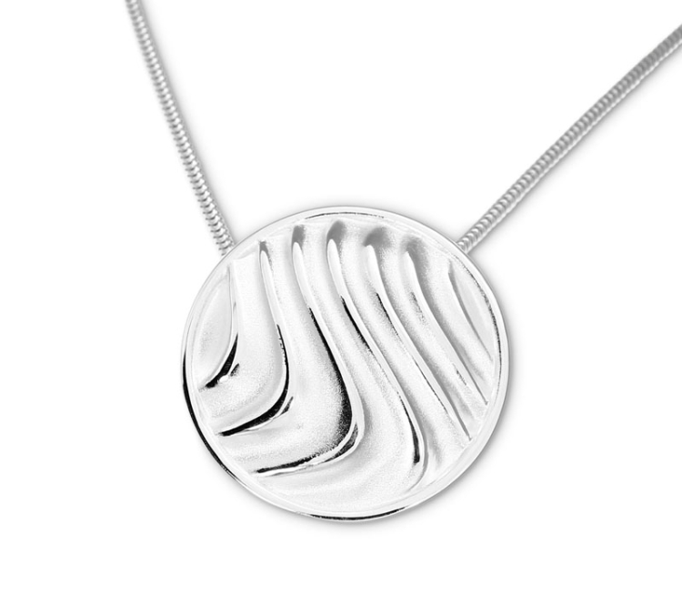 Pendant Waves 24 mm silver light Snake chain 45 cm