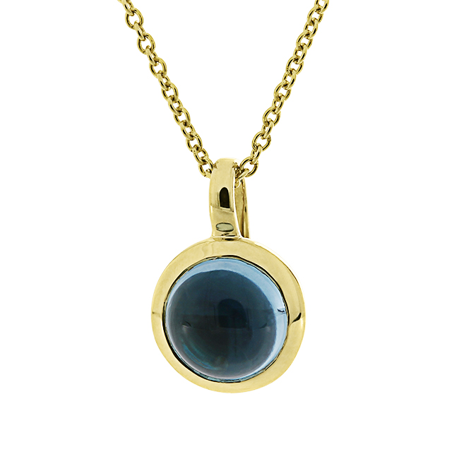 Anhänger Gold 585  Topas Swiss Blue 5 mm cab, ohne Kette