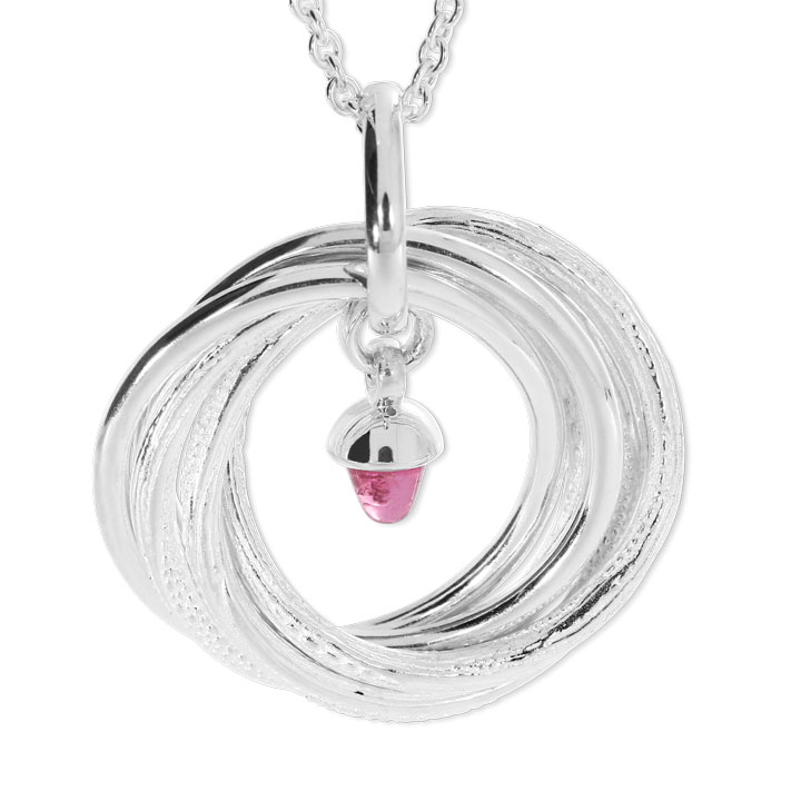 Pendant Strandcores silver  Tourmaline pink 5 mm cab